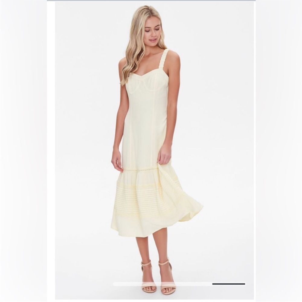 Forever 21 Cream Sleeveless Sundress Midi